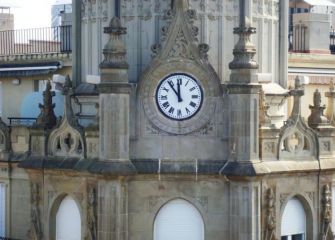 El reloj de la Kutxa de la calle Guetaria