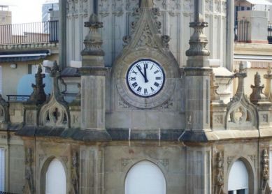 El reloj de la Kutxa de la calle Guetaria