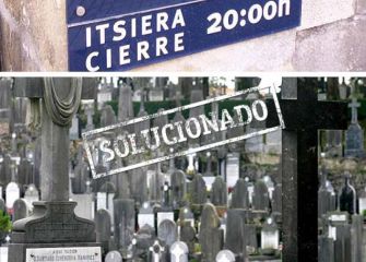 Error tipográfico en el rótulo del cementerio