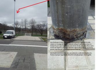 Farolas muy peligrosas en Intxaurrondo Sur