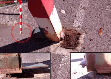 Portería en mal estado