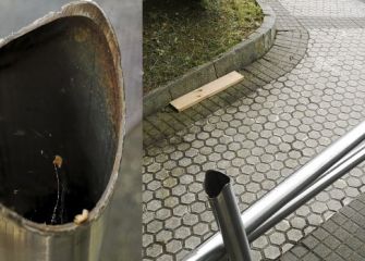 Barandilla en mal estado y peligro de cortes.