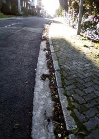 Calle Andoain aceras peligrosas y cunetas sucias