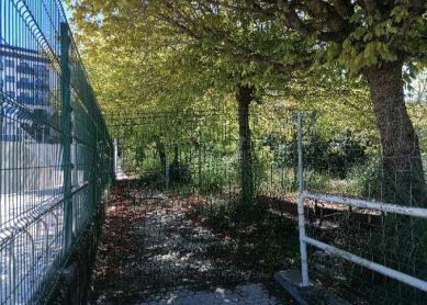 Escombrera entre el polideportivo y el colegio