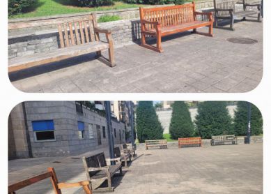 Bancos con falta de mantenimiento. Todos rotos